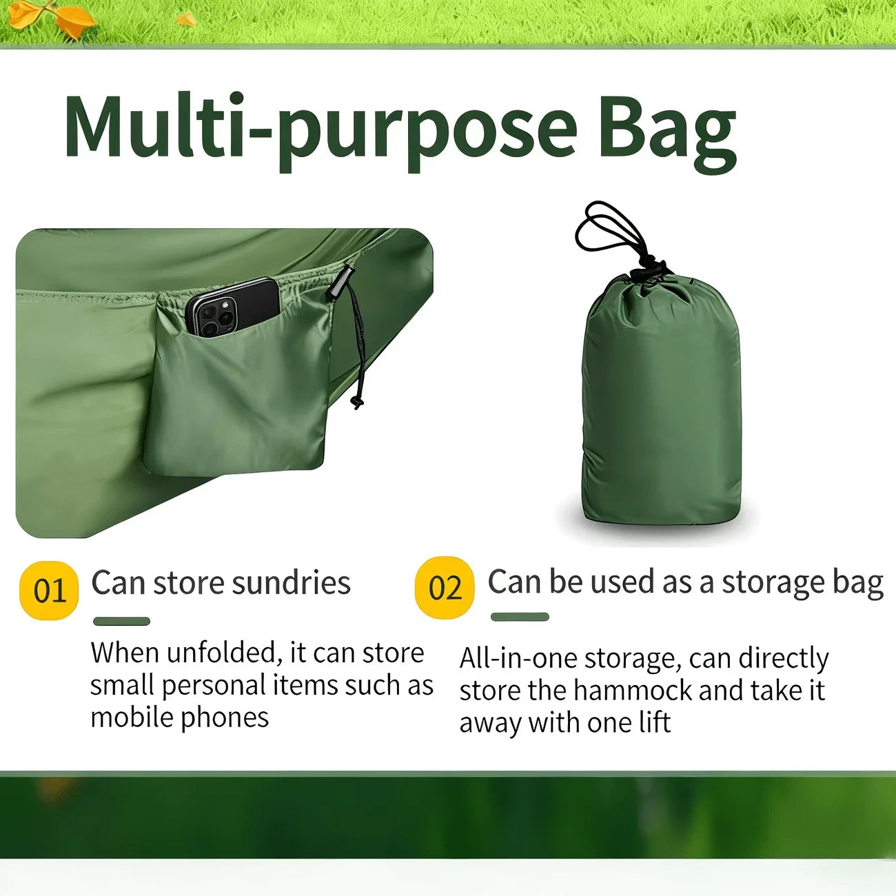Camping Hammock Portable Lightweight Hammock with Storage Bag & Ropes for Backpacking Hiking Travel Outdoor Camping Gear