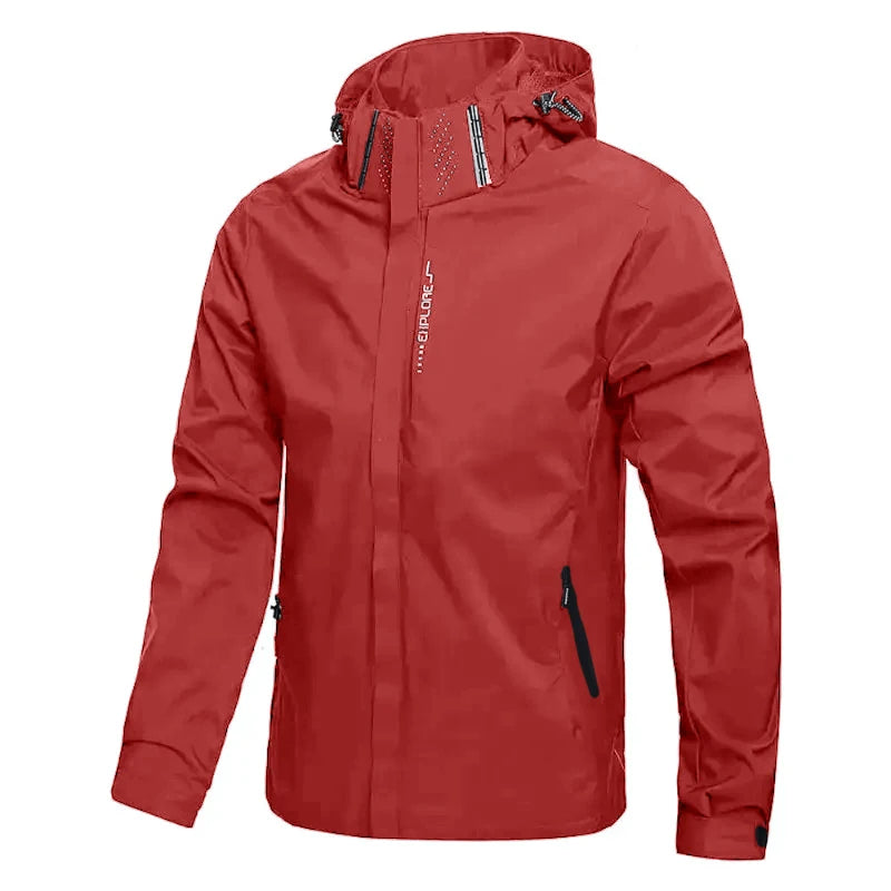 Mens Outdoor Waterproof Windproof Hooded Coat Lightweight Cycling Hiking Rain Jacket Durable Work Climbing Outerwear for Men