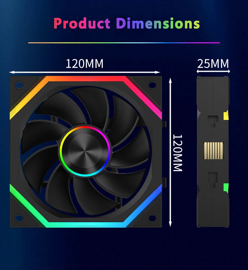 ICE Whale WX-3 Wire-Splicing PC Case Cooling Fan 3PIN ARGB Mirror Cycle Light Effect 800-1600RPM PWM Water Cooling Cooler Fan
