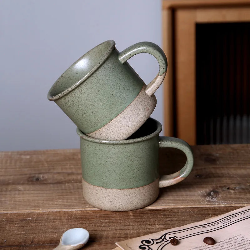 Vintage Stoneware Coffee Mug Kiln Change Ceramic Cup Small Minimalist Water Cup Sesame Glaze Breakfast Cup