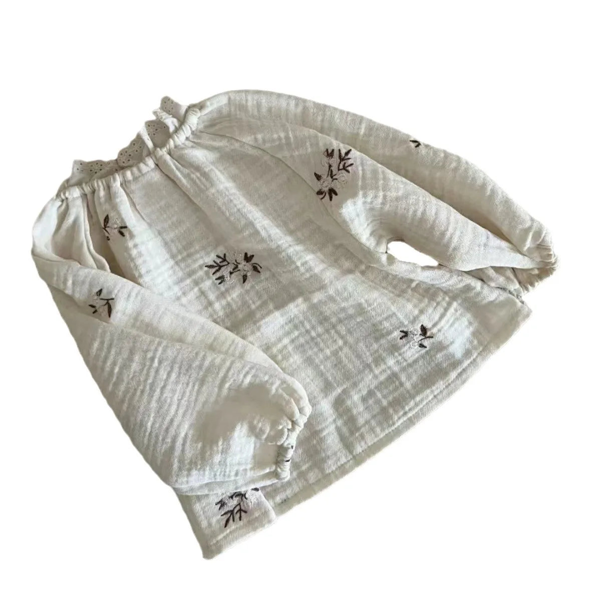 2025 Spring New Baby Girl Flower Embroidery Blouse Cotton Infant Long Sleeve Tops Loose Toddler Girl Shirts Kids Clothes