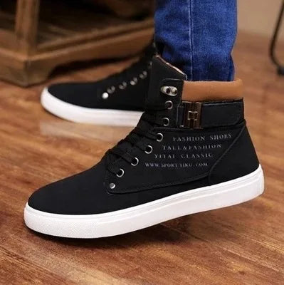 Men's High Top Sneakers Casual Vulcanized Shoes Spring/Autumn Men Shoes High Quality Frosted Faux Suede Casual Platform Shoes - Beauty