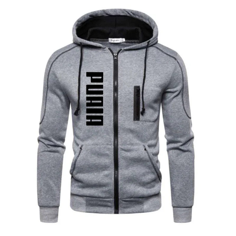 New autumn and winter thickened men's zipper jacket + pants two-piece set, fashionable outdoor jogging men's casual sportswear