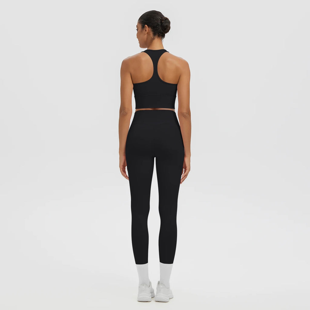 2PCS Women's Sports Pants Yoga Set Sexy Backless I-shaped Vest with Chest Pad Shock-absorbing Running Yoga Tank Top Yoga Pants