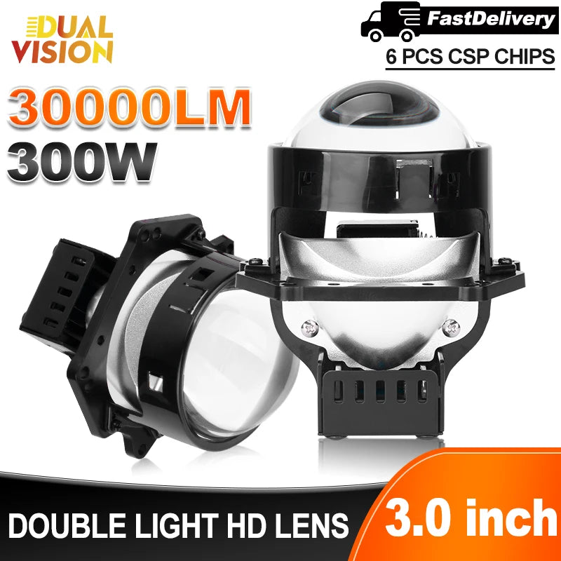 300W 3 inch Bi-led Lens 30000LM LED Projector Lenses For Hella Headlight H4 H7 9005 9006 High Low Lights Car Motorcycle Retrofit