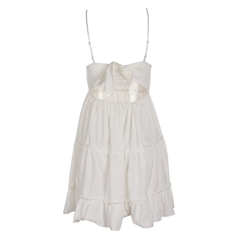 New Women Party Lace Flower Backless Mini Dress Summer Sexy Sling Spaghetti straps Deep V Neck Wedding Club Vestidos