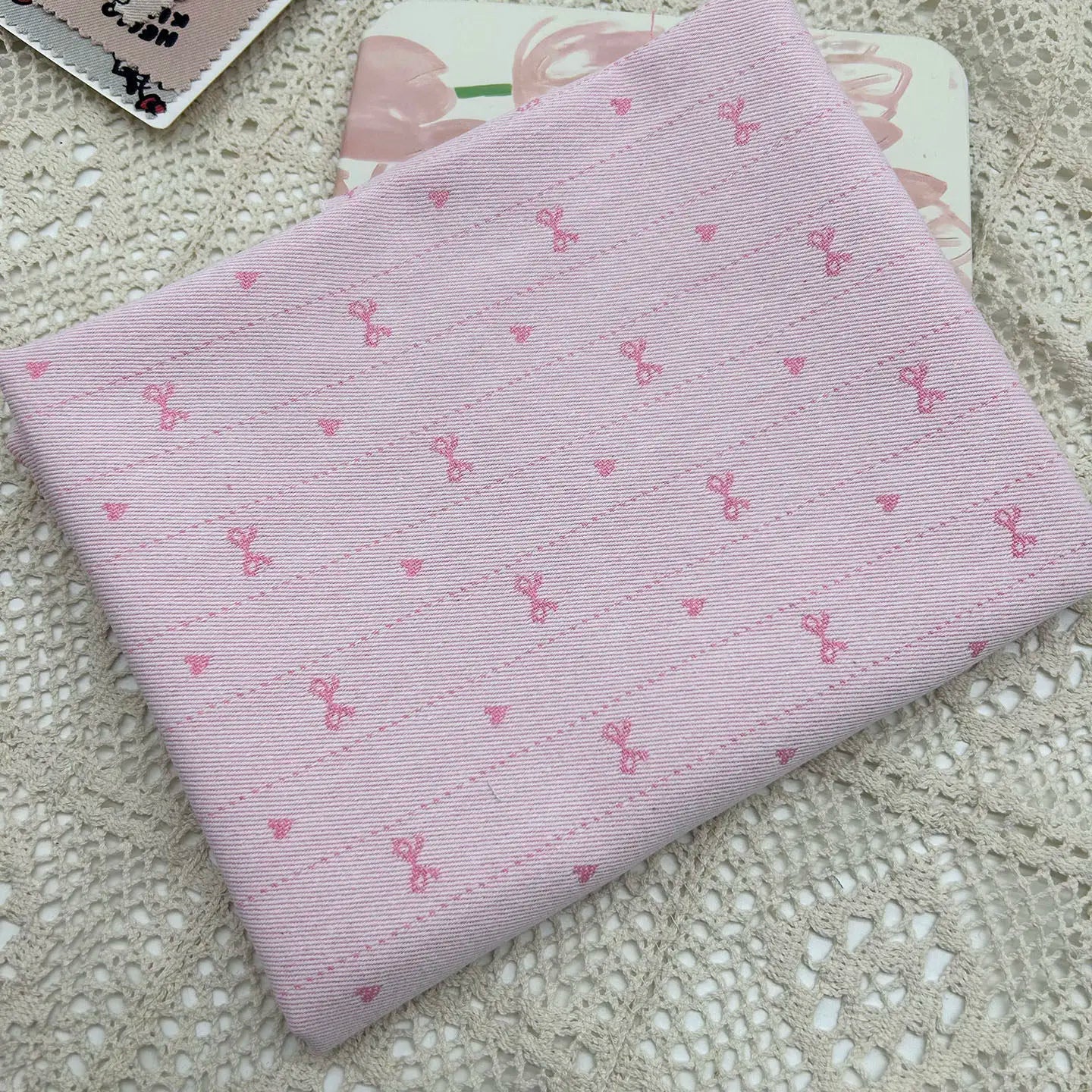 Cute Exquisite Bow Denim Fabric Premium Quality Clothing Dress Curtains DIY Home Decoration Craft Sewing Bag Making Material