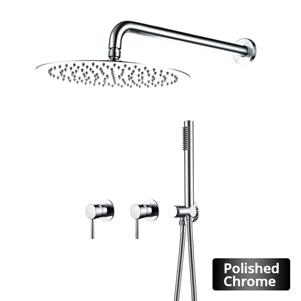 Wall Mounted Bathroom Shower Rainfall Shower Set Rose Gold Mixer Brass Faucet Hot Cold Water Mixer Tap With Head 8/10/12 Inch