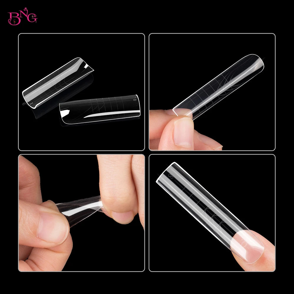 BNG Wide Size Dual Forms Nails Square Coffin Almond Nail Extension Mold False Nail Tips UV Gel Quick Building Mold Manicure Tool