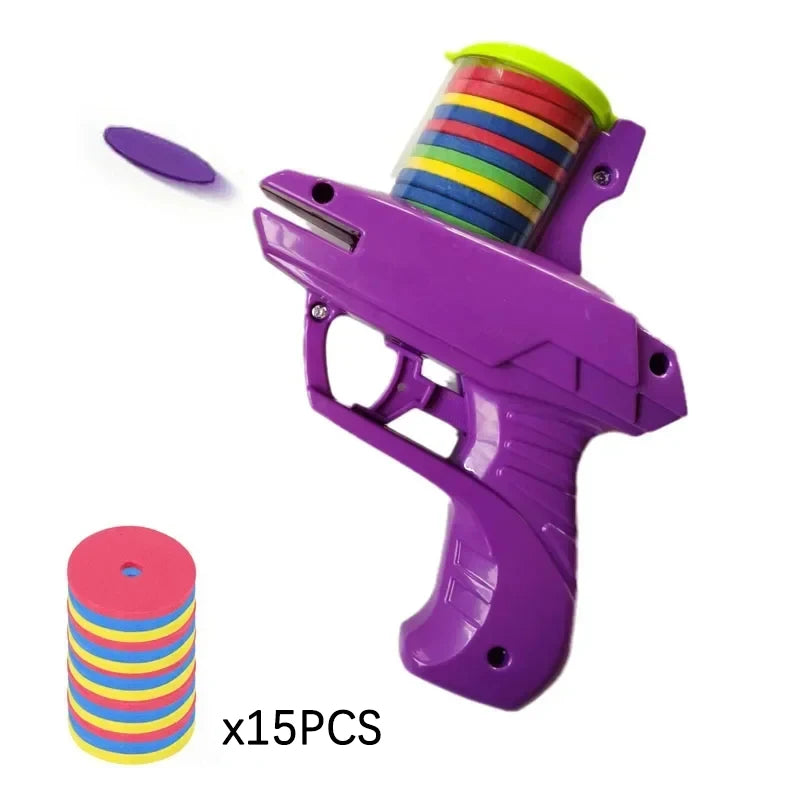 Double Player EVA Flying Disc Gun, Parent-Child Interactive Shooter Toy with Soft Bullets for Kids Outdoor Indoor Safety Game