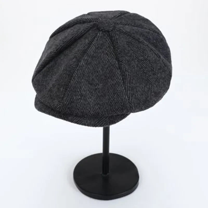 Retro Newsboy Caps Men Octagonal Hats British Painters Hats Autumn Winter Berets Herringbone Flat Caps Hip Hop Berets Gorras
