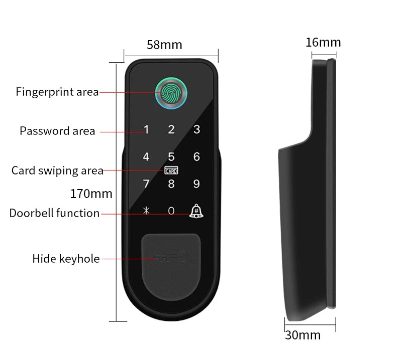 Support Tuya app Bluetooth app fingerprint intelligent door lock password RFID card wheel rim bolt lock electronic door lock
