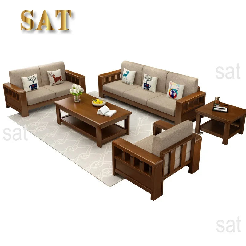 For Nordic Simple and Modern Design of the Size of the Living Room Furniture Combination Set Solid Wood Sofa