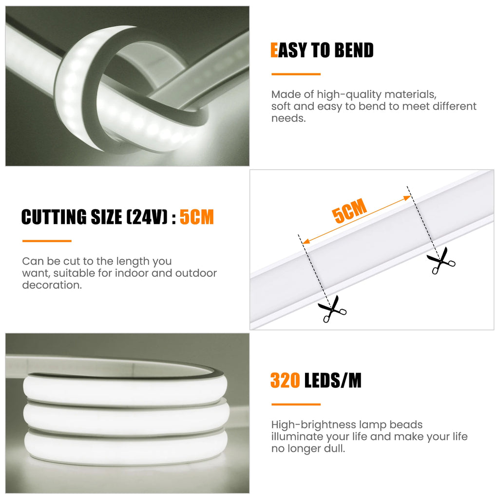 1200mAh 2400mAh 7200mAh COB Solar LED Strip Neon Light Sign DC 24V Flexible Waterproof IP68 IP67 Adhesive Tape Diode Lamp Linear
