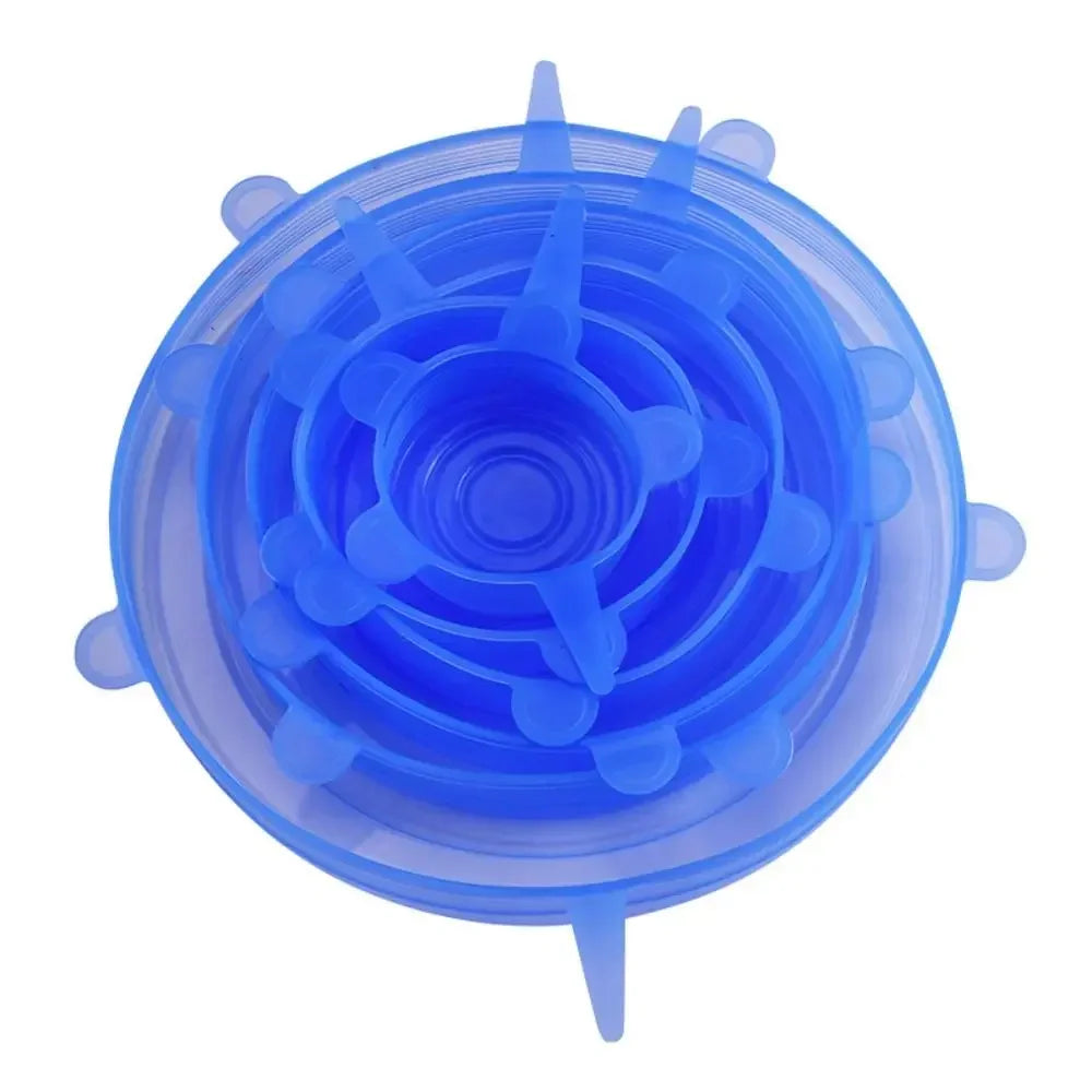 6PCS New Reusable Fresh-keeping Cover Kitchen Gadgets Non-slip Silicone Lids Stretch Bowl Cap