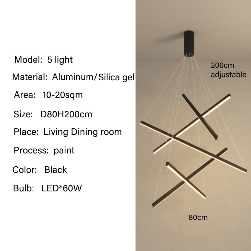 Modern LED Ceiling Chandelier Stair Living Room Pendant Lamp Kitchen Hall Hanging Light Indoor Home Decoration Lighting Fixture