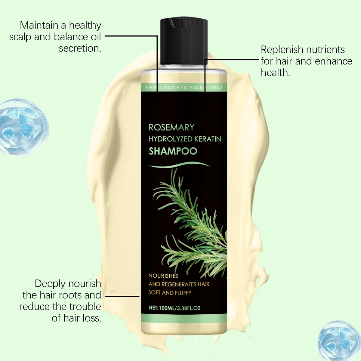 PAULINE PESERY Rosemary Shampoo Is A Daily Cleansing Shampoo For The Scalp, Moisturizing Hair, Nourishing Natural Luster, Smoothness And Hydration