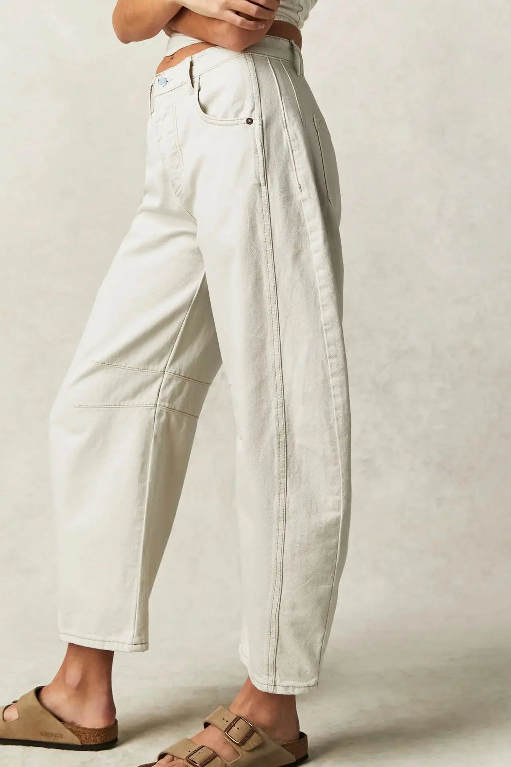 Cotton Denim Long Jeans for Women Trousers Casual High Waisted Jeans Cropped Pants Spring Summer Boho Beach Ladies Baggy Jeans