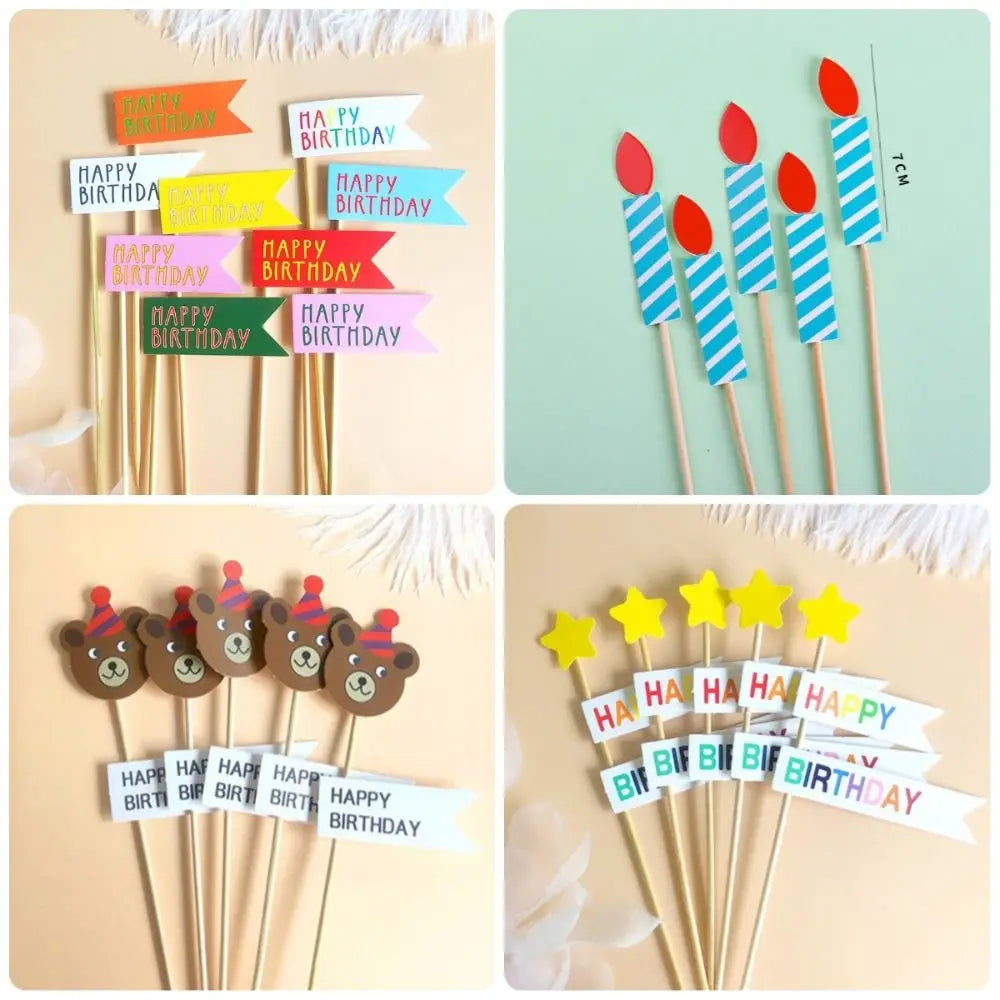 Happy Birthday Cake Decoration Cute Bear Candles Korean Flag Cake Decoration Dessert Table Cartoon Birthday Cake Plugin