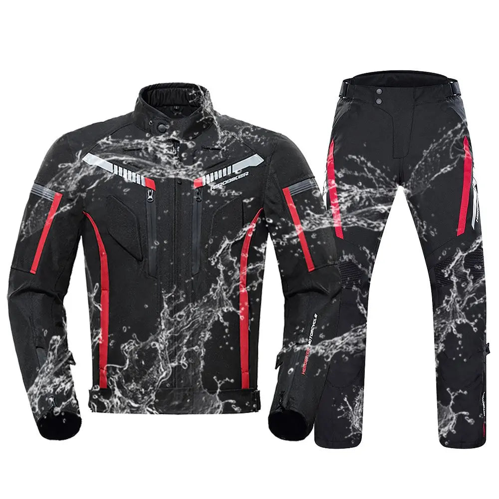 Men Waterproof Motorcycle Jacket Night High Visible Motorbike Racing Jacket Motorcycle Pants Moto Clothing With EVA Protection