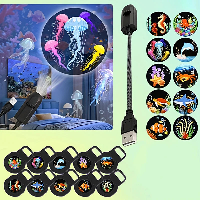 LED Projection Light USB LED Projector LED USB Ocean Life LED Projection Lamp LED Projector With 10 Patterns