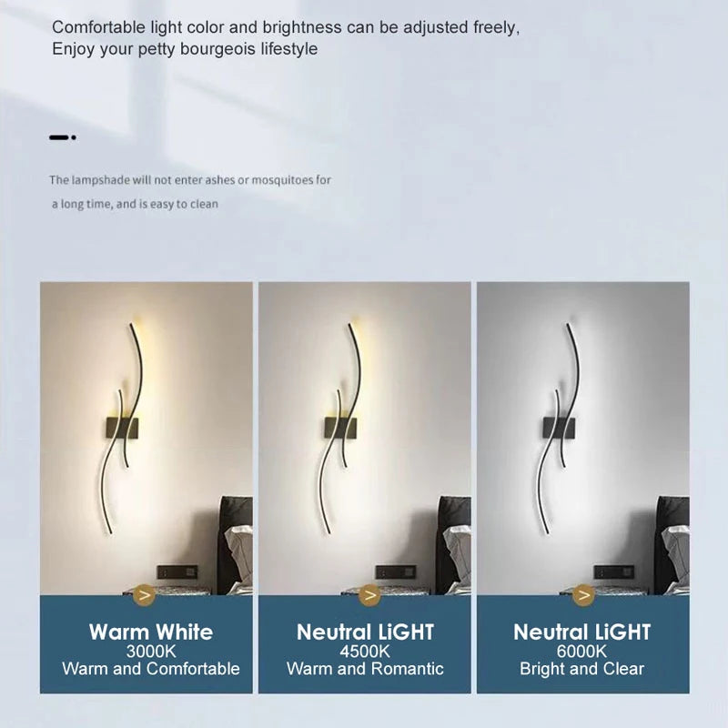 Indoor LED Wall Lamps for Bedside Bedroom Aluminum Nordic LED Wall Lights Wall Sconce Lighting Fixtures for Foyer Kitchen