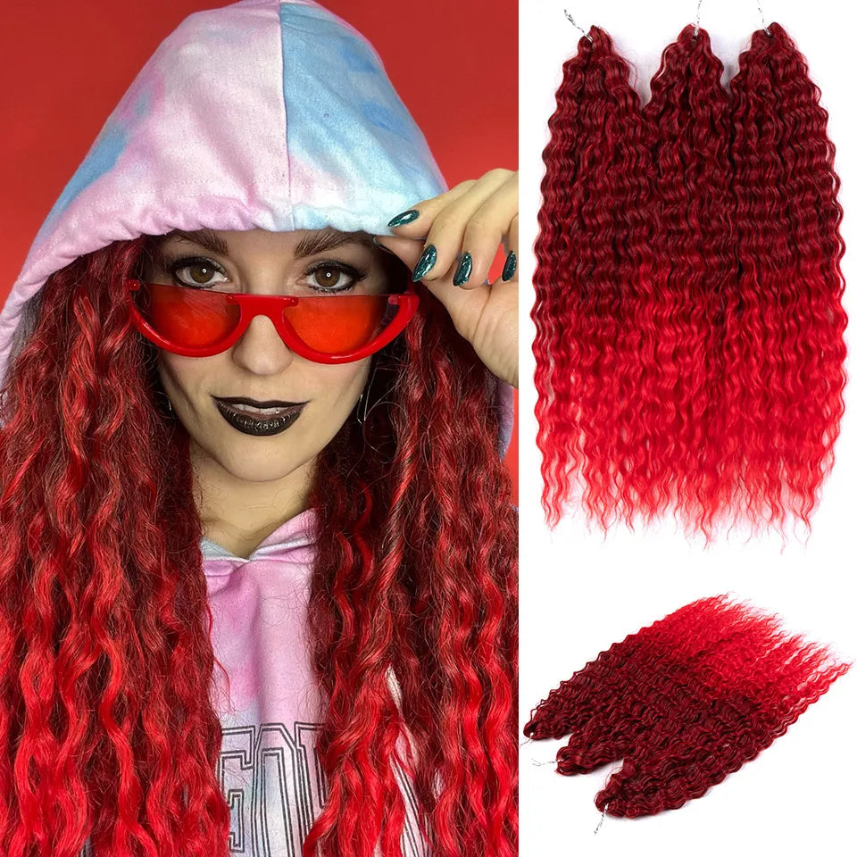 FASHION IDOL 24 Inch 300g Ariel Hair Synthetic Crochet Curly Hair Water Wave Braid Hair Ombre Blonde Braiding Hair Extensions