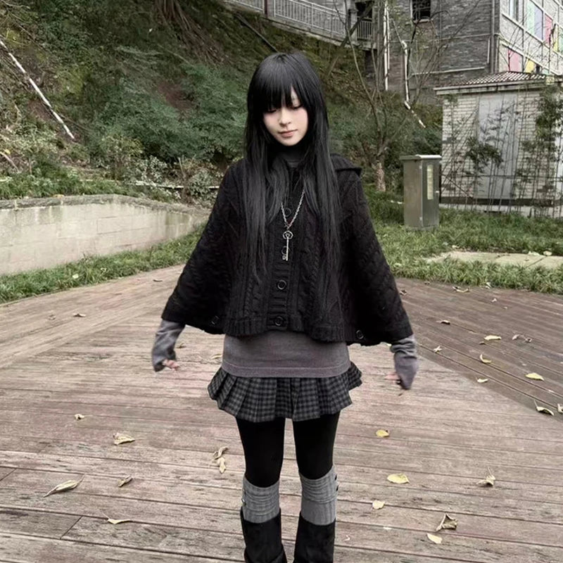 Harajuku Women's Cardigan Solid Color Fashionable Emotional Girl Chic Casual Everyday High Street Gothic Y2K Basic Commuting Top