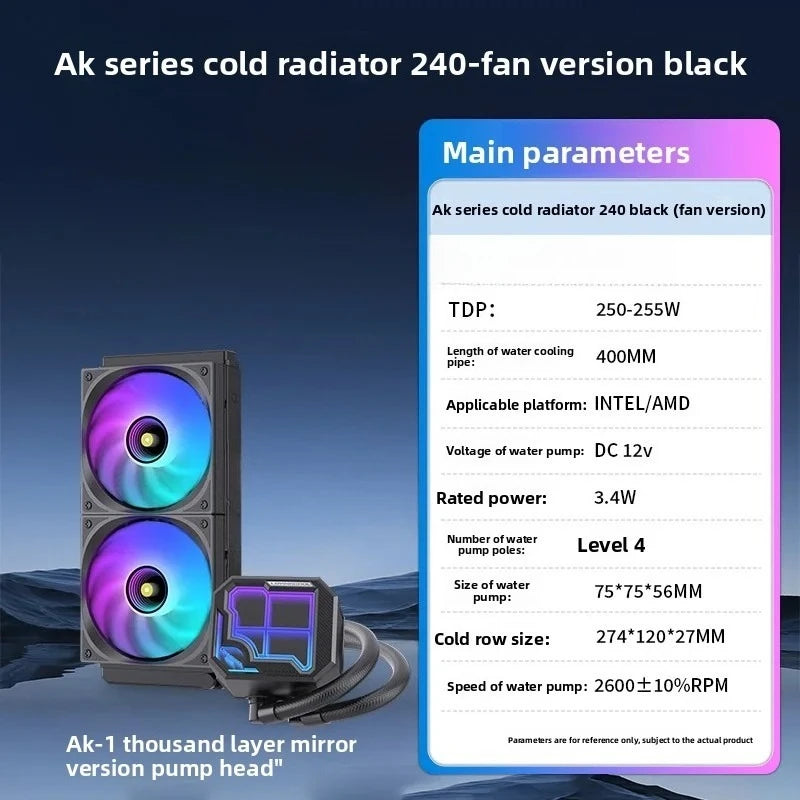 360 ARGB CPU Liquid Cooler with Segment Code Screen, Intelligent Temperature Display PC Radiator