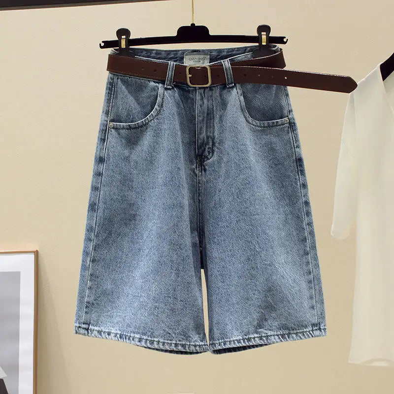 High Waist Denim Shorts Women's Loose Wide Leg Pants Five Parts Summer New Style Casual Comfortable Blue Jeans High Waist Shorts