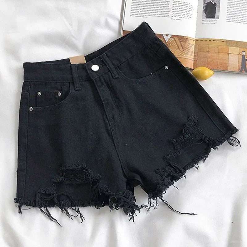 Summer Hot Sale Girls Fashion Denim Shorts Lady Chic Sexy Mini Pants Women Raw Edge High Waist A-line Short Jeans