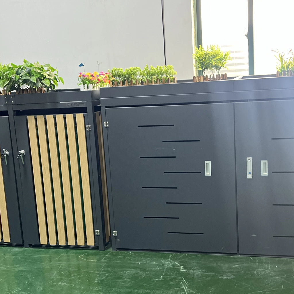 Waste Bin Cover Steel Garden Trash Bin Garbage Can House Garbage Can Cladding Storage Box Wheelie Bin Hideaway