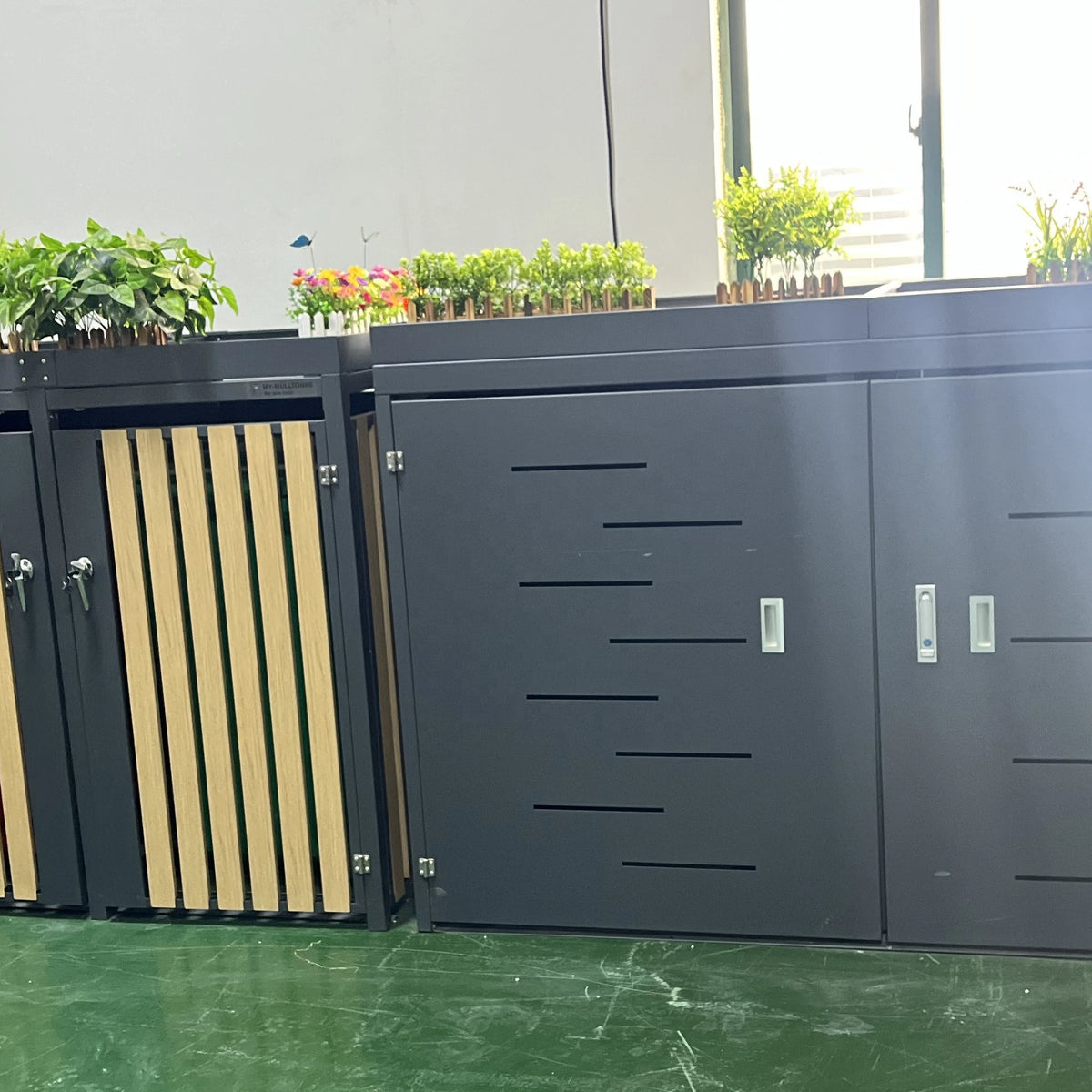 Waste Bin Cover Steel Garden Trash Bin Garbage Can House Garbage Can Cladding Storage Box Wheelie Bin Hideaway