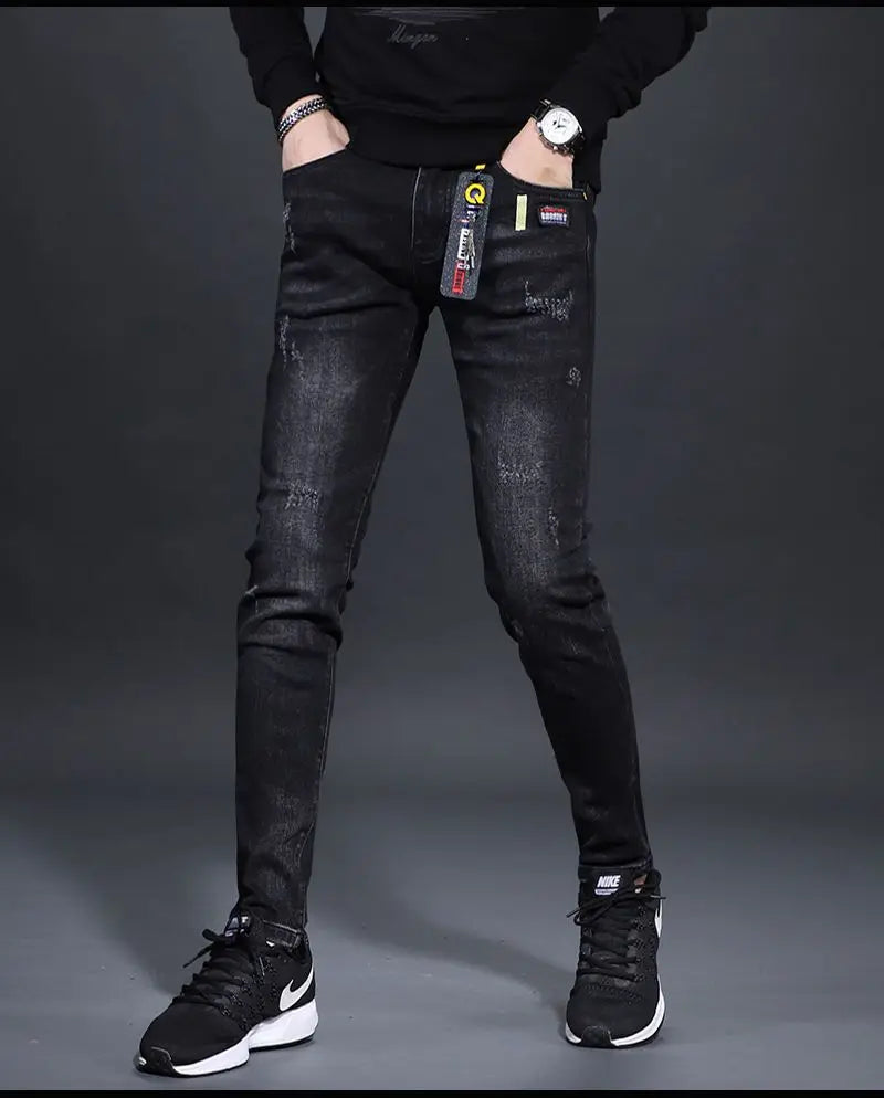 Fashionable Men's Luxury Cowboy Pants Skinny Jeans Black Skinny Jeans for Men Stretch Boyfriend Denim Youth Streetwear Trousers