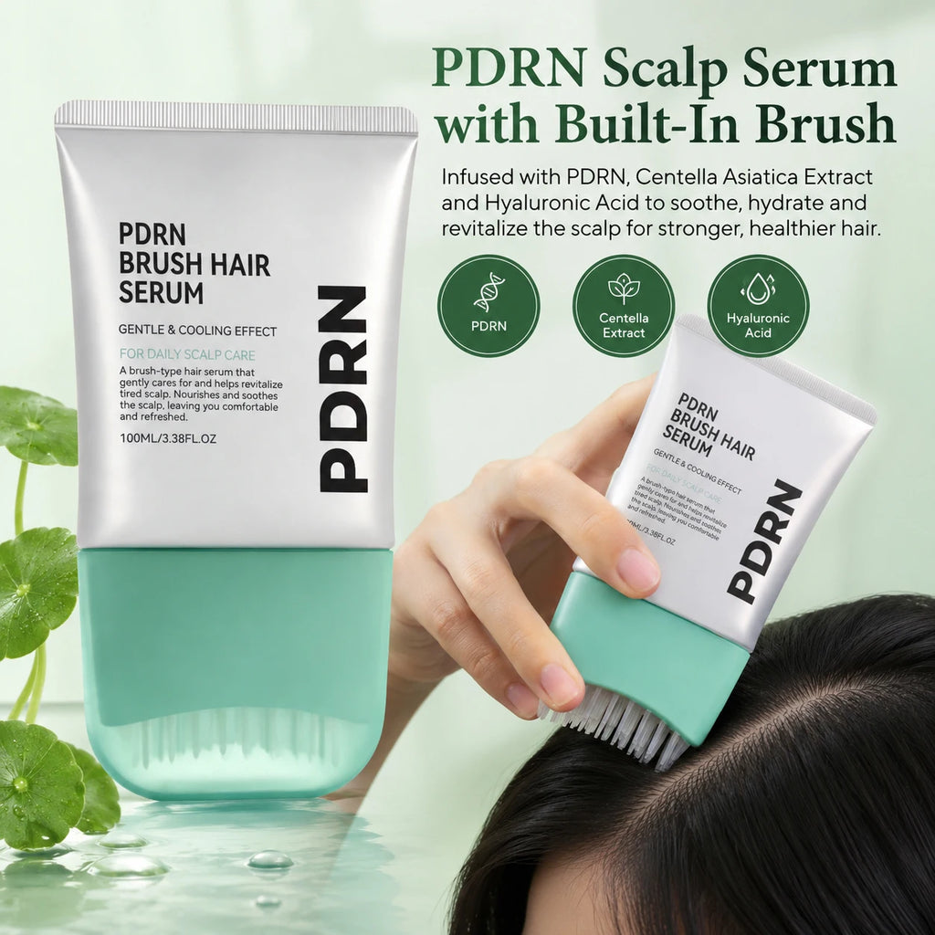 PDRN Scalp Serum With Brush Applicator,Strengthen Hair Follicle Root Hair Growth Serum, Scalp Treatment For Fuller Looking Hair