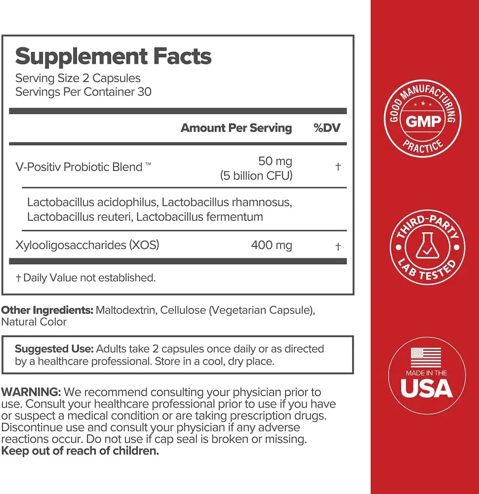 O Positiv Vaginal Probiotics for Women pH Balance, Vaginal Odor & Flora - Vaginal Healthy Supplement - 60 Vegan Capsules