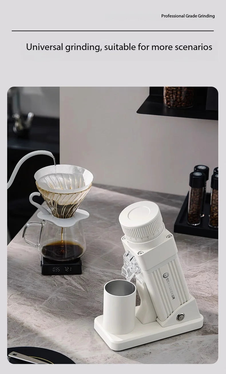 Explorer E55 Pro Electric Coffee Grinder - Household Espresso Small Titanium-Plated Conical Burr for Pour Over