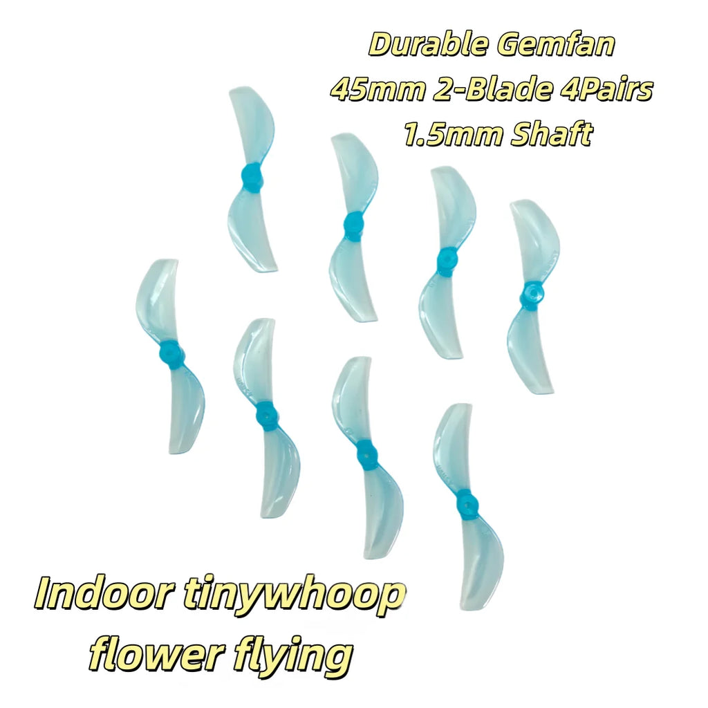 Gemfan 45mm 2/3-Blade Propellers 1.5mm Shaft High Thrust PC Props 4Pairs for 1S Micro Whoop Toothpick Drone Meteor75 Pro