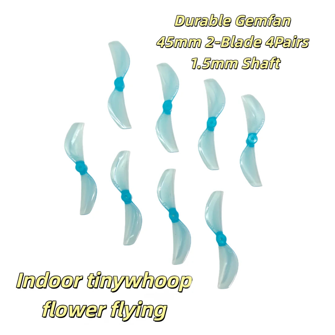 Gemfan 45mm 2/3-Blade Propellers 1.5mm Shaft High Thrust PC Props 4Pairs for 1S Micro Whoop Toothpick Drone Meteor75 Pro