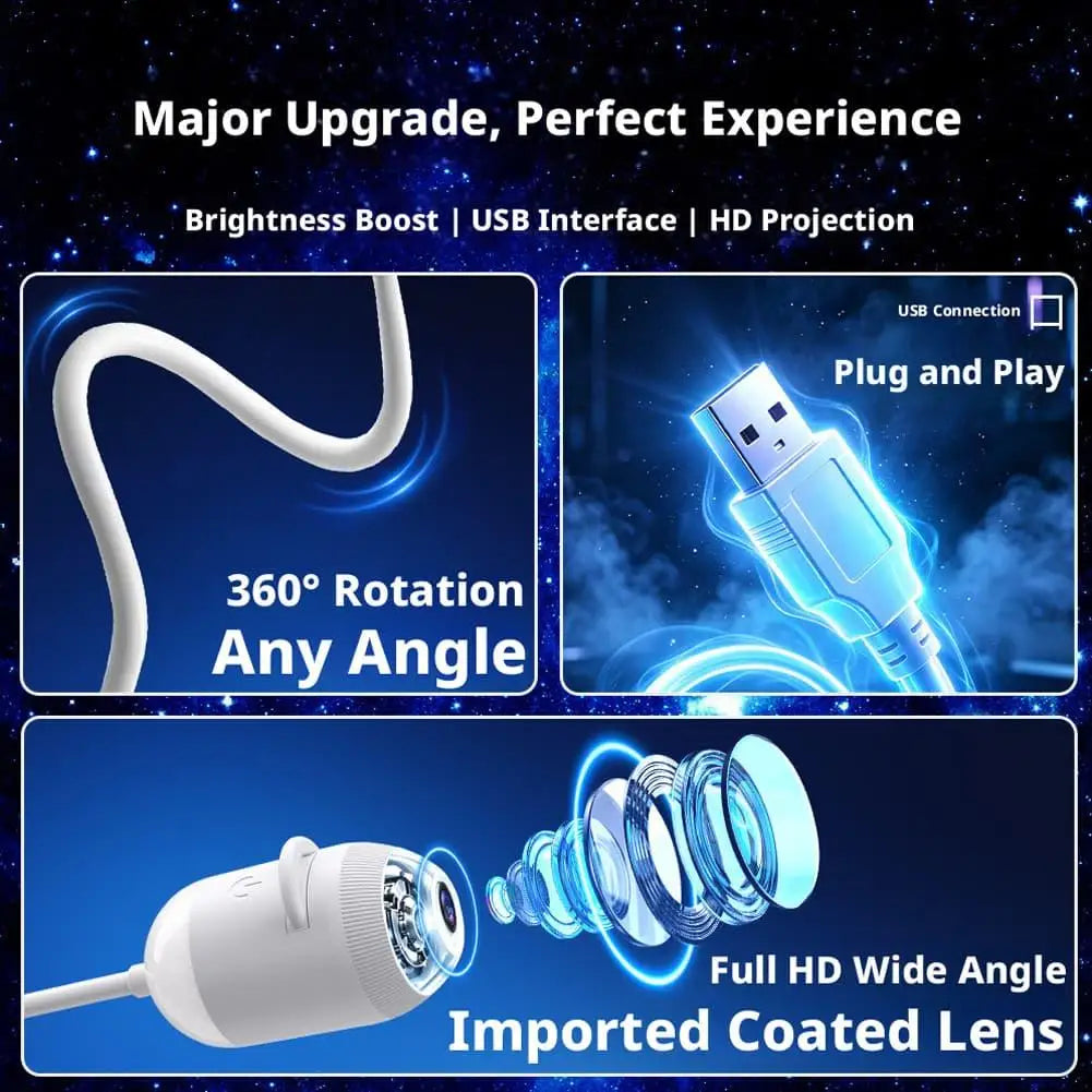 Car Interior Roof Light Projector USB Star Galaxy Projection Ambient Lighting Adjustable Roof Starry Sky Ambient Projector Light