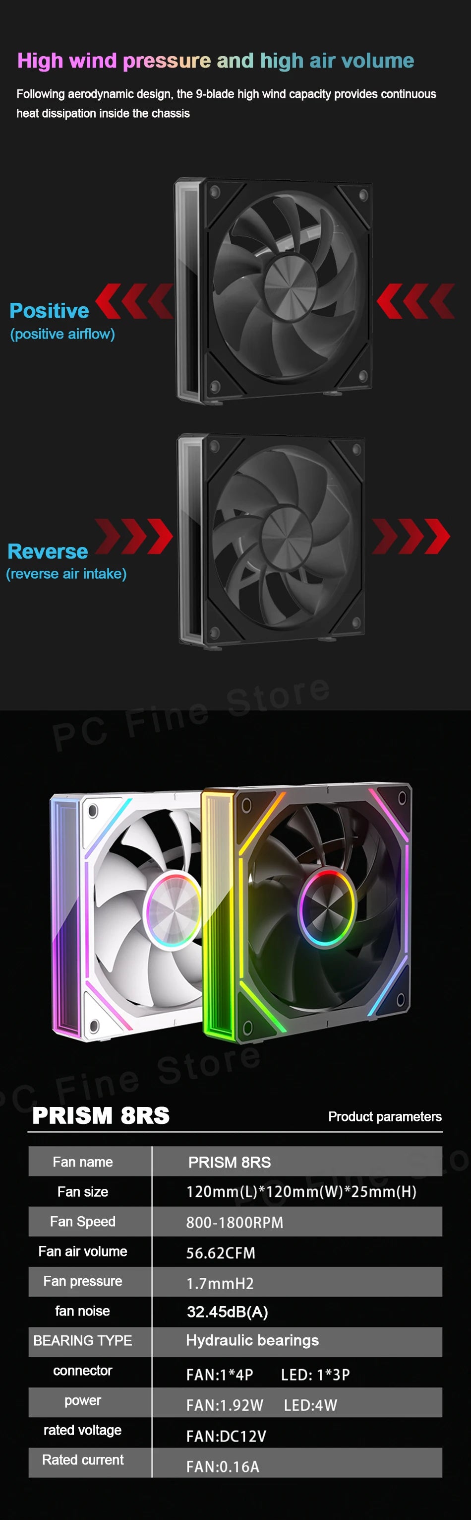 Power Train X-GAMERX PRISM 8RS ARGB Fan 800-1800RPM CPU Cooling Fan PWM Quiet Integrated Building Block Case Fan