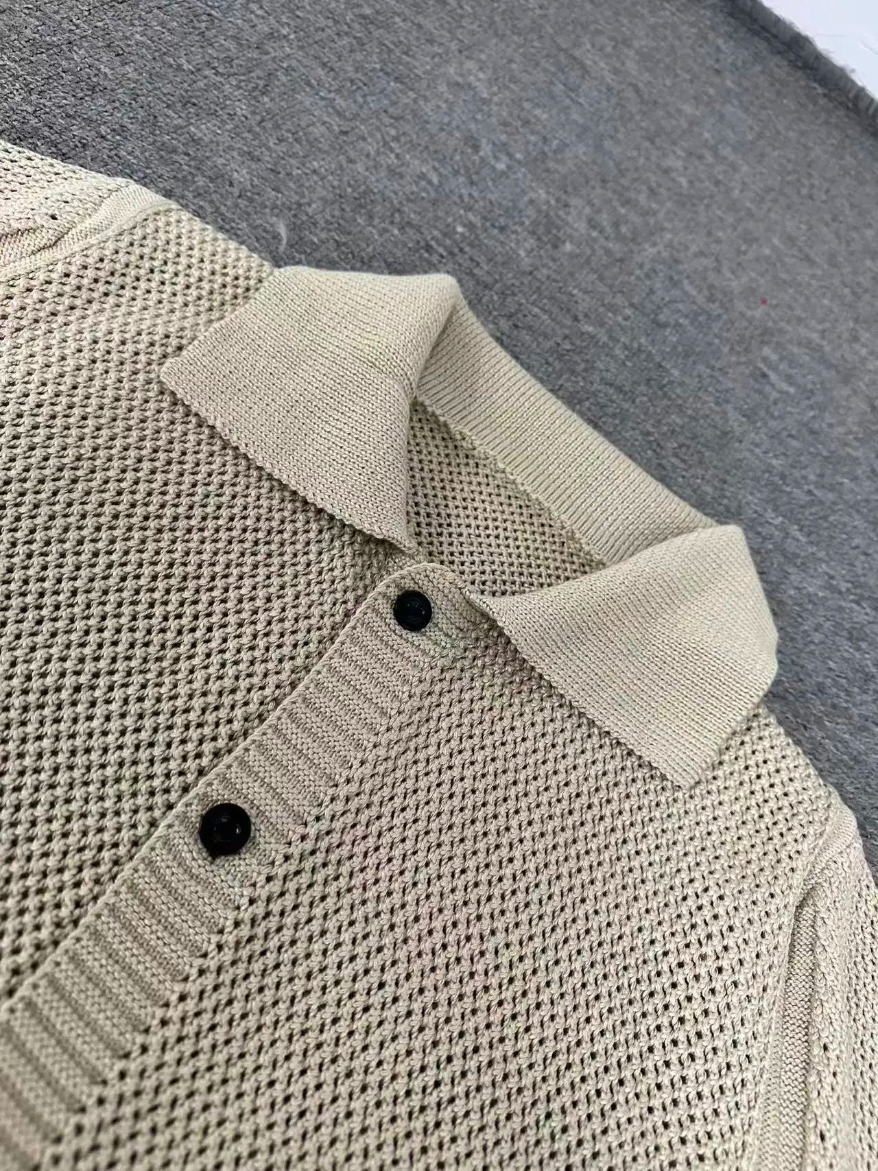 Men's Vintage Knitted Polo Shirt 2025 Summer Short Sleeve Cotton-Blend Breathable Old Money Style Luxury Texture Top