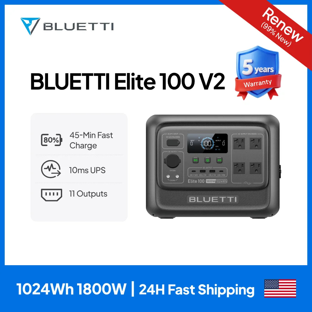 BLUETTI Elite 100 V2 Portable Power Station – 1800W / 1024Wh