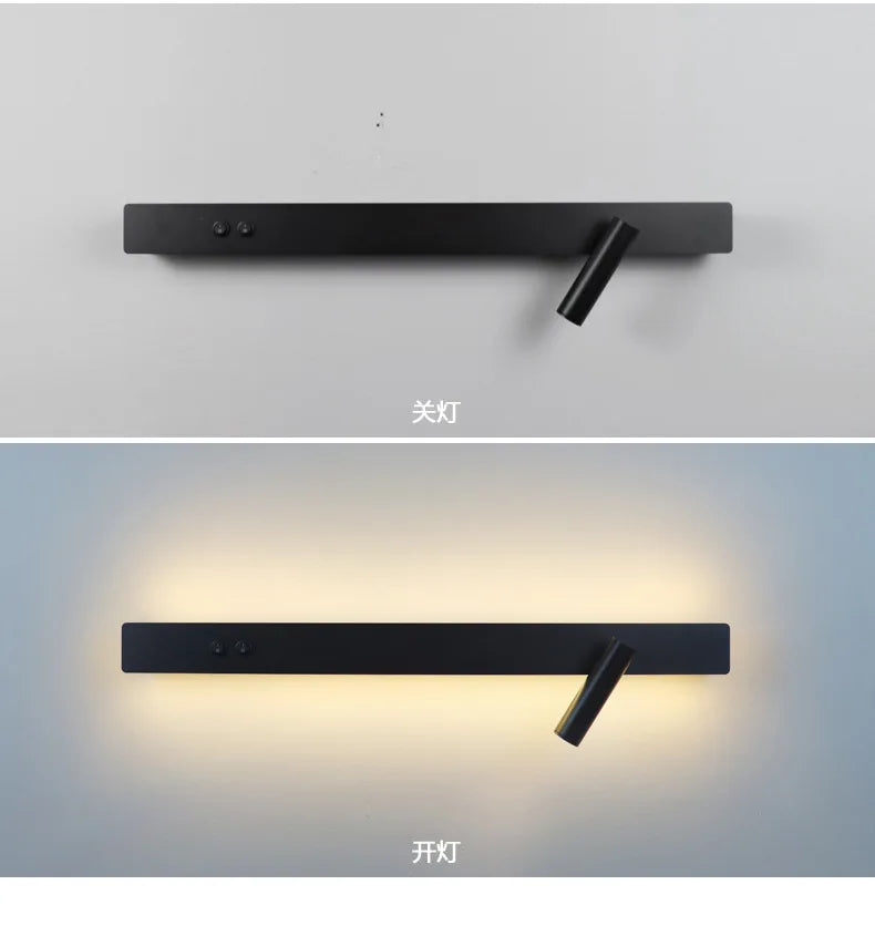 Modern LED line wall lamp indoor with switch rotating wall lamp simple living room bedroom bedside atmosphere lamp home light