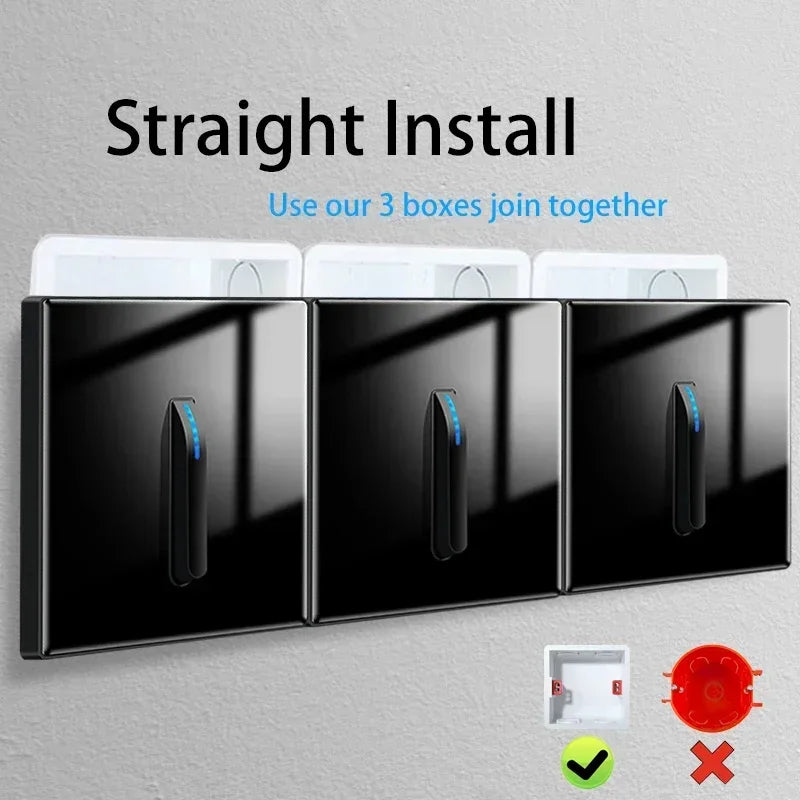 Wall Switch Light Switch 1 2 3 4 Gang Piano Button 1 Way 2 Way White Black Gray Gold Tempered Glass Panel L6