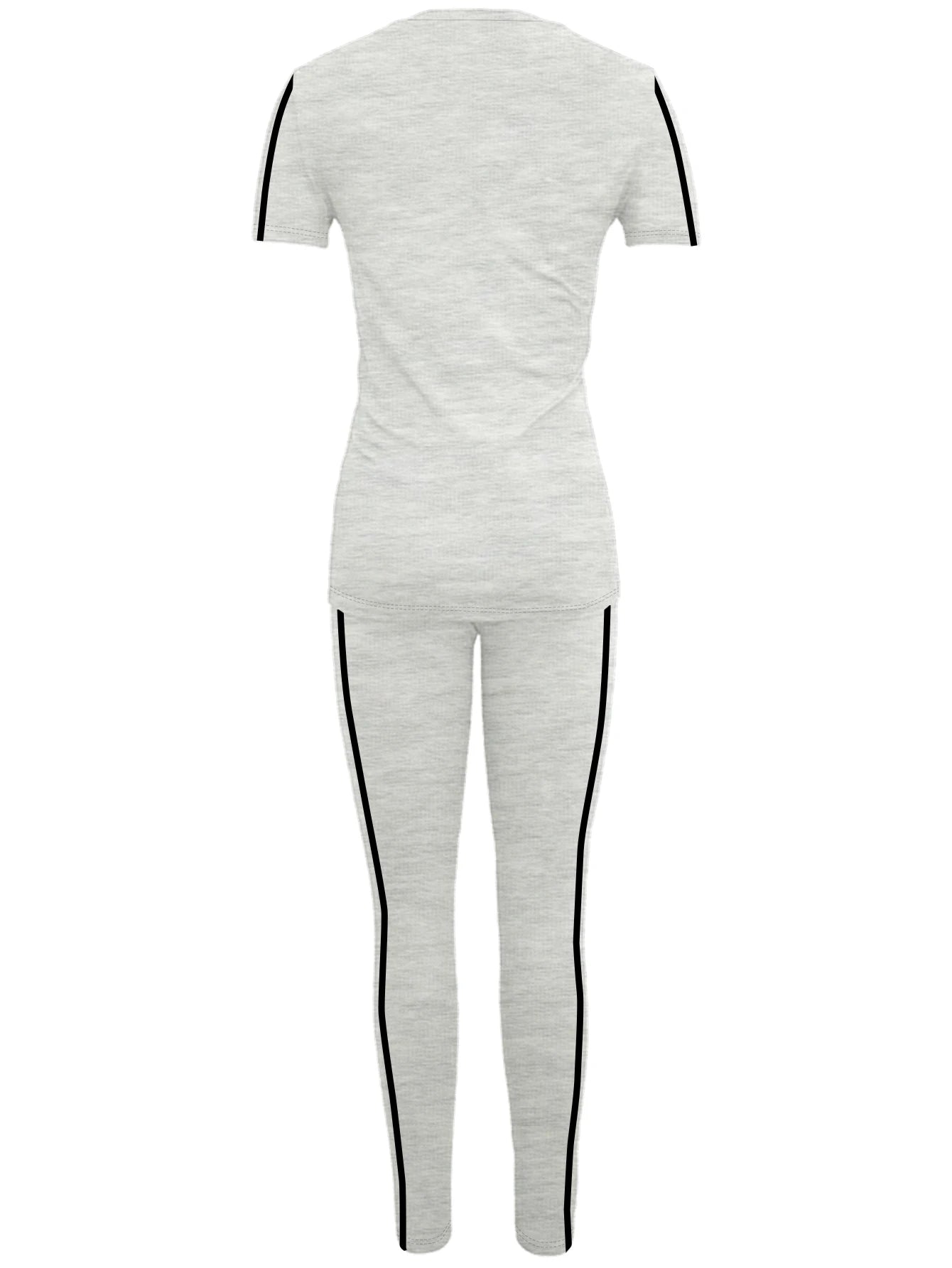 Women's Side-Striped Summer Sportswear Set Short Sleeve Long Pants Breathable Base Layer Clothing Colorful Casual Outfit