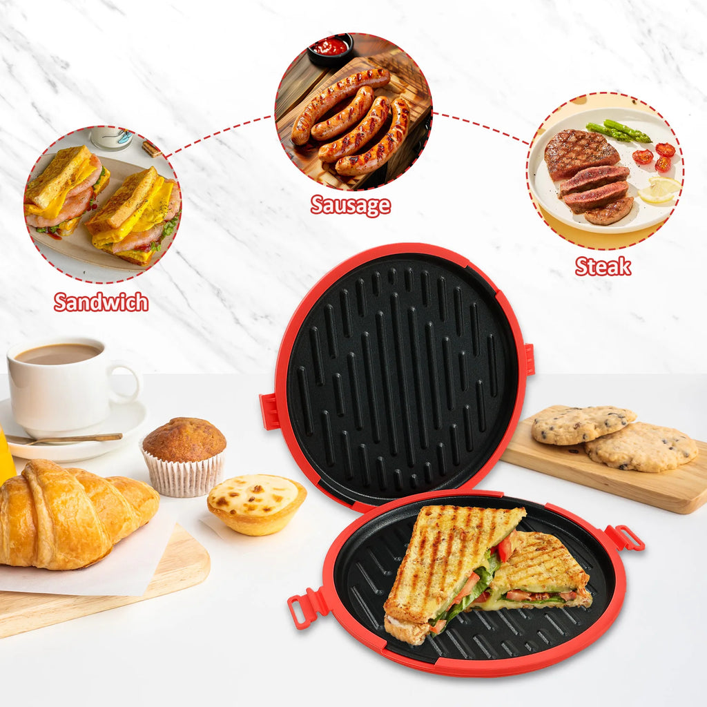 Microwave Sandwich Maker Microwave Grill Pan with Silicone Anti Scald Sleeve Microwaves Bacon Cooker Cookware Kitchen  Accessory