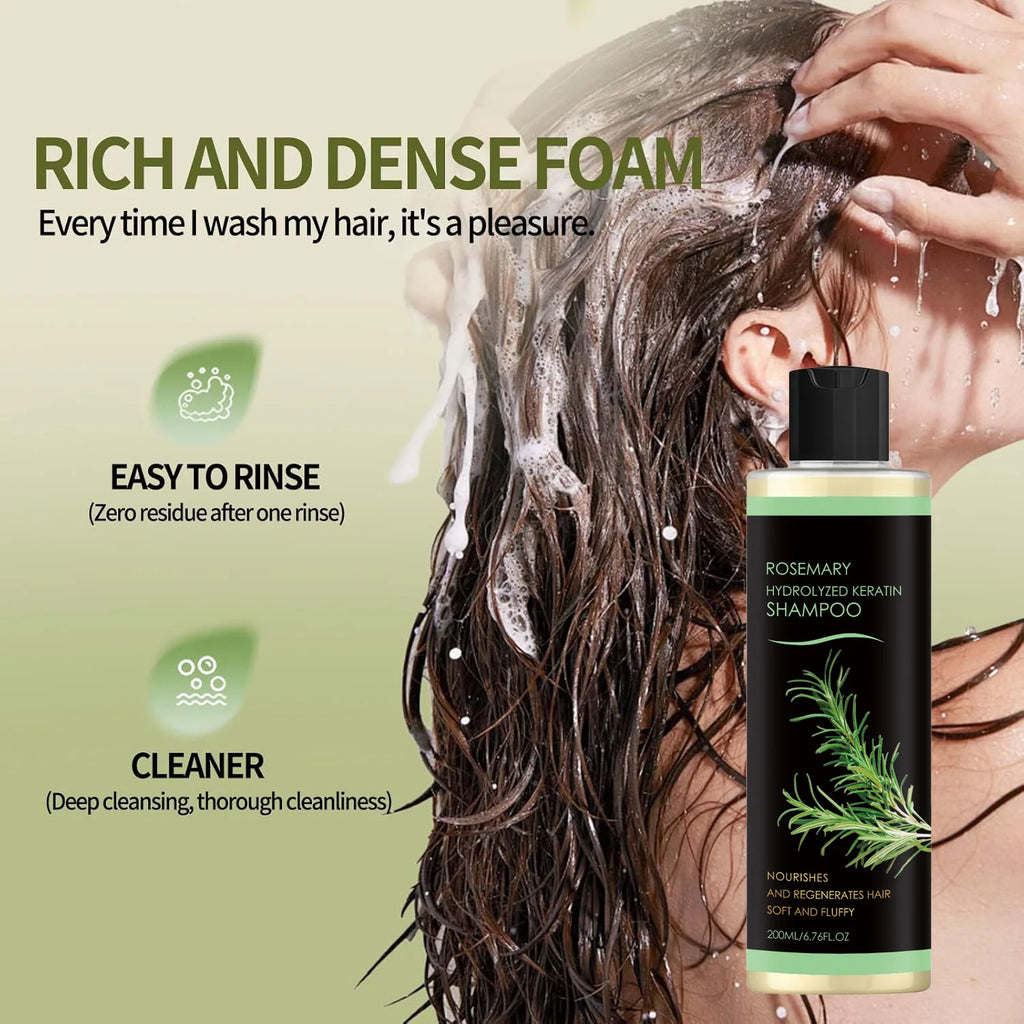 Rosemary Hair Growth Shampoo/Conditioner/Essential Oil Hydrolyzed Keratin Natural Extract of Rosemary Nourishes Regenerates Hair