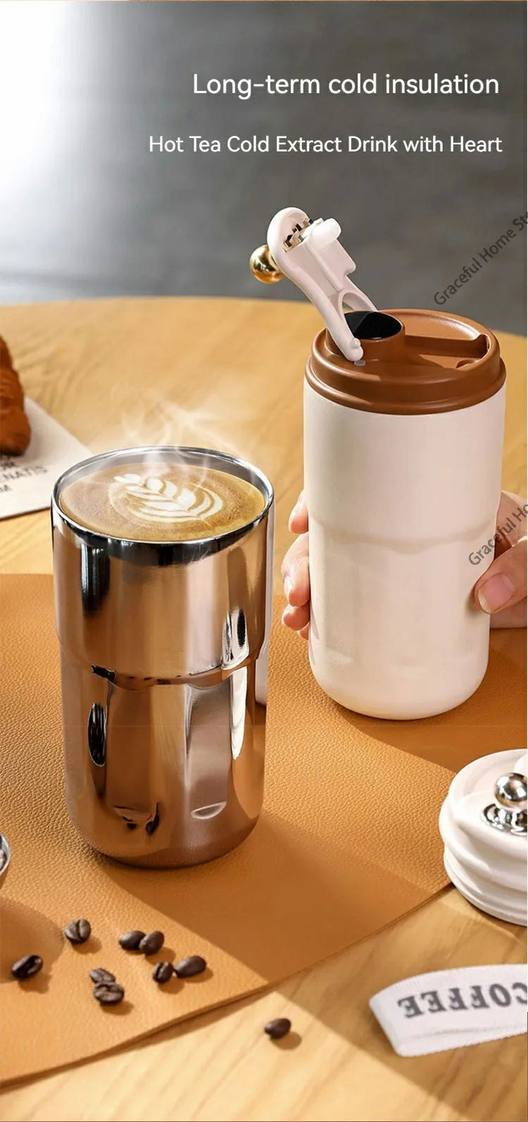 Stainless Steel Vacuum Cup Smart Thermos Bottle Water Digital LED Temperature Coffee Cup Office Cup Business Portable Mug