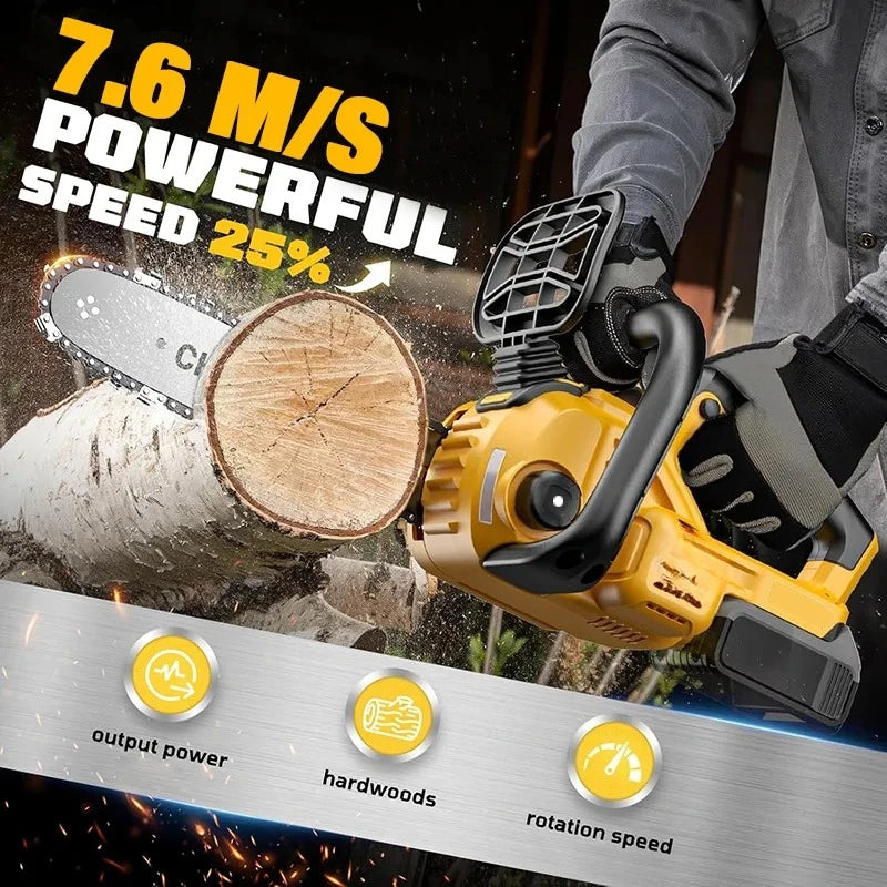 Cordless Battery Saw Portable Garden Woodworking Power Tool For  20V Battery Pin 1200W 12 Inch Brushless Electric ChainSaw